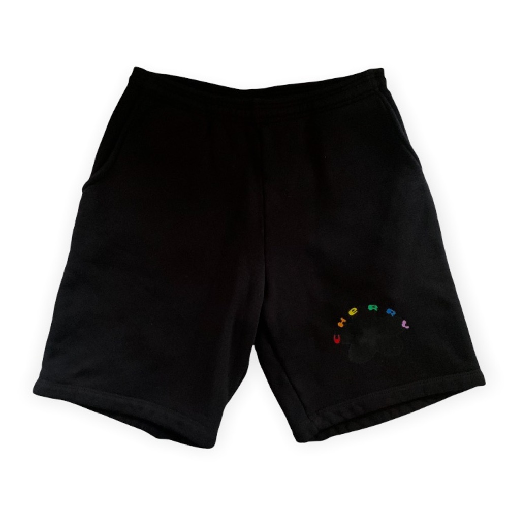 Cherry LA Black Athletic Shorts with Rainbow Logo